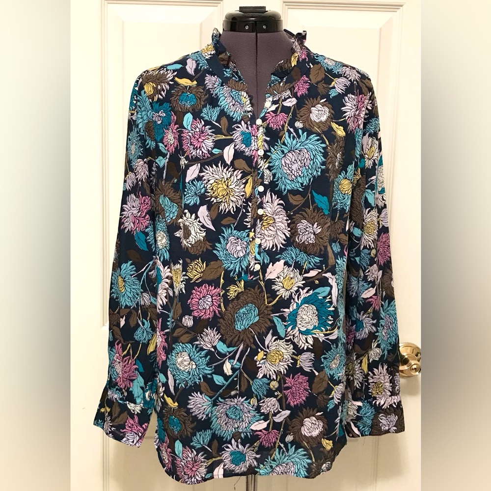 Talbots Lightweight Floral Popover Blouse NWT